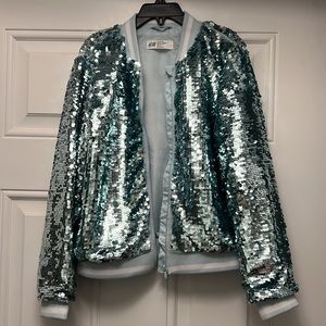 H&M Girls Sequined Bomber Jacket